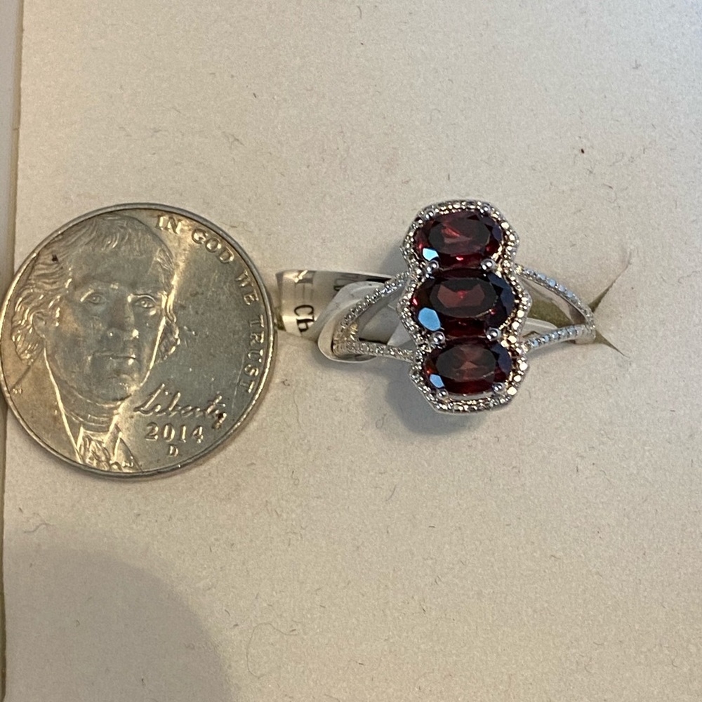 NWT RED ZIRCON STERLING RING - Picture 9 of 12
